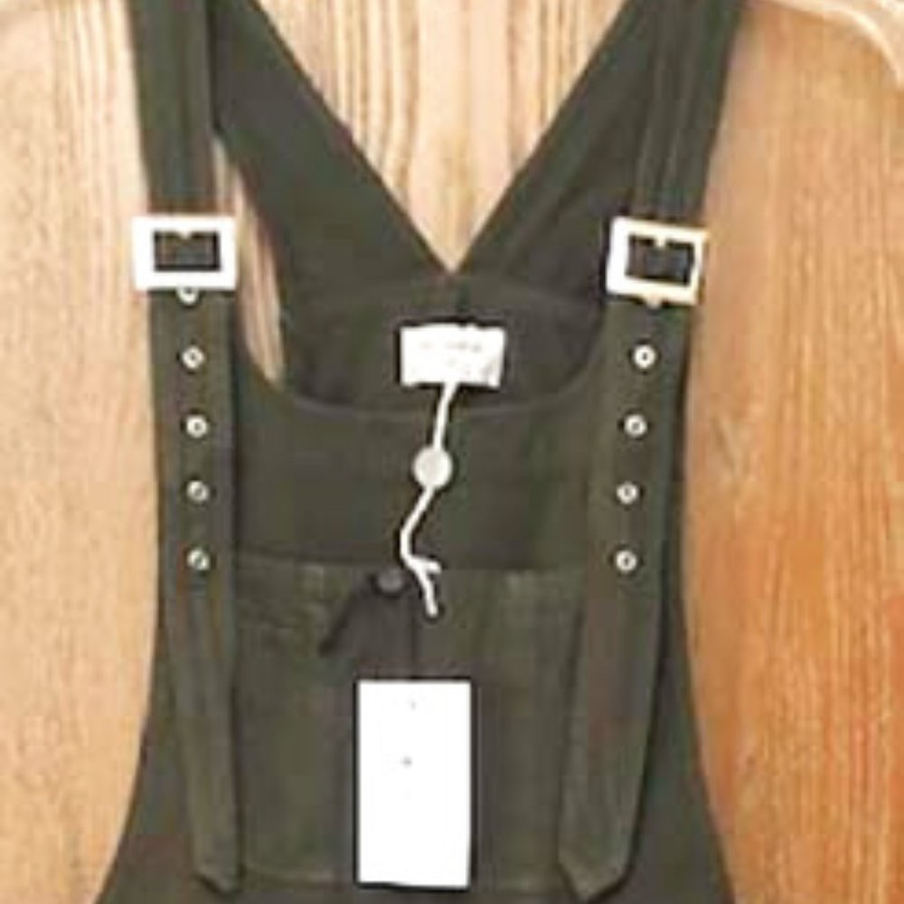 Lawrence Bras Women's Denim Overalls Green Wide Leg Size S-M - Made in USA - NWT
